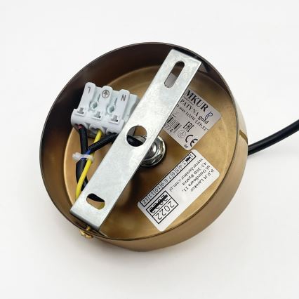 Lámpara colgante con cable HECTOR 1xE27/15W/230V blanco/latón Ø 14 cm