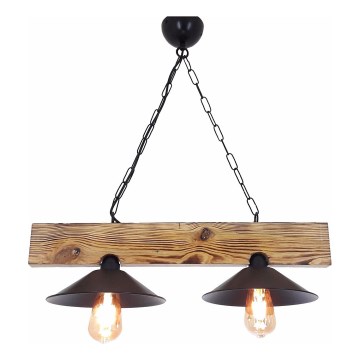 Lámpara colgante con cable HEPSI 2xE27/40W/230V abeto nogal