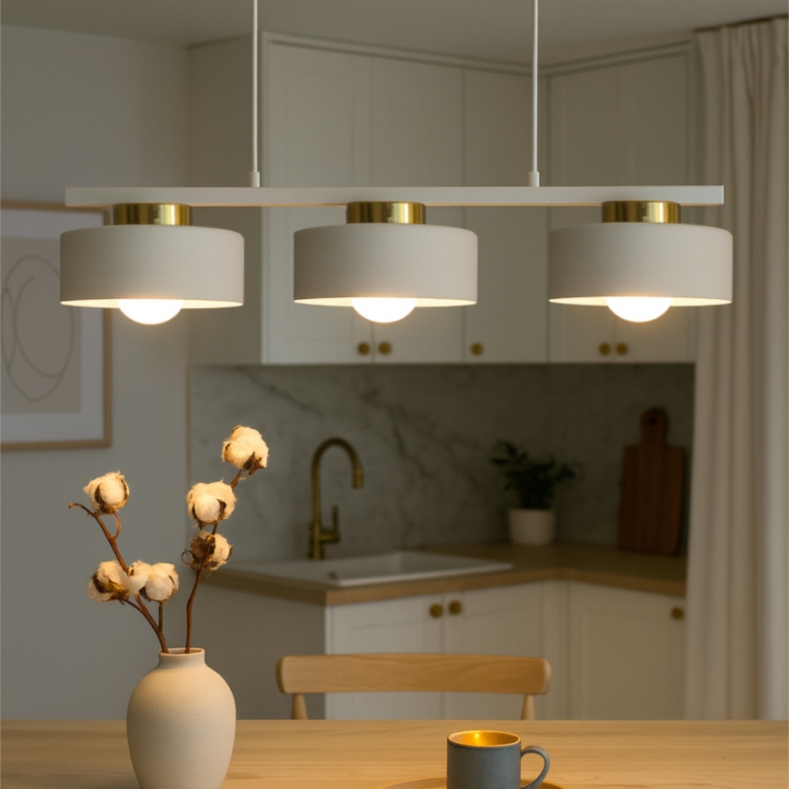 Lámpara colgante con cable IGNIA 3xE27/60W/230V blanca