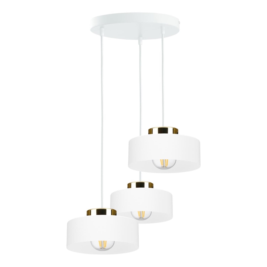 Lámpara colgante con cable IGNIA 3xE27/60W/230V blanca
