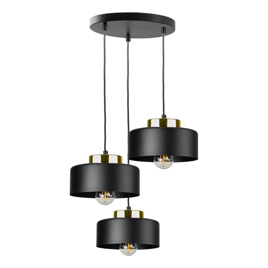 Lámpara colgante con cable IGNIA 3xE27/60W/230V negra