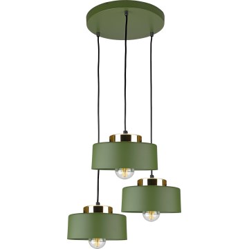 Lámpara colgante con cable IGNIA 3xE27/60W/230V, verde