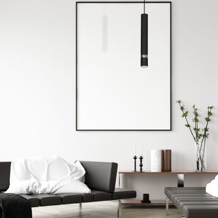 Lámpara colgante con cable JOKER 1xGU10/25W/230V negra con cromo brillante