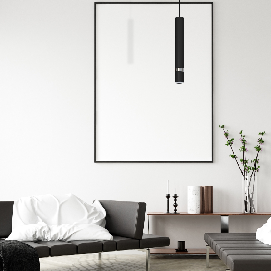 Lámpara colgante con cable JOKER 1xGU10/25W/230V negra con cromo brillante