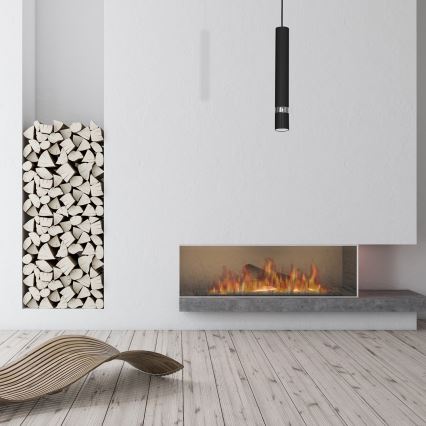 Lámpara colgante con cable JOKER 1xGU10/25W/230V negra con cromo brillante