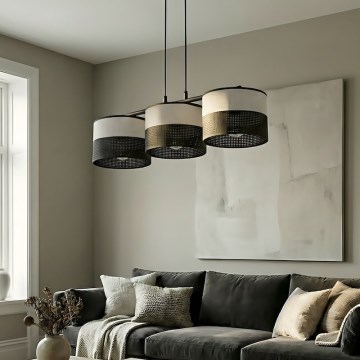 Lámpara colgante con cable KARBON 3xE27/15W/230V negra/gris