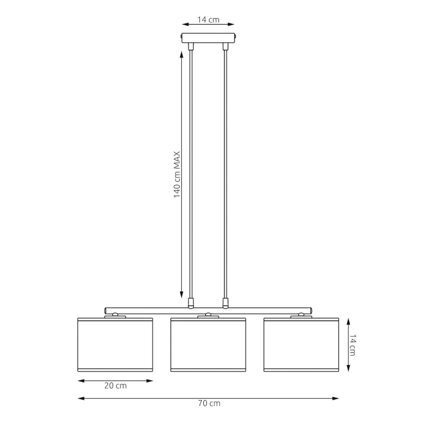 Lámpara colgante con cable KARBON 3xE27/15W/230V negro/marrón