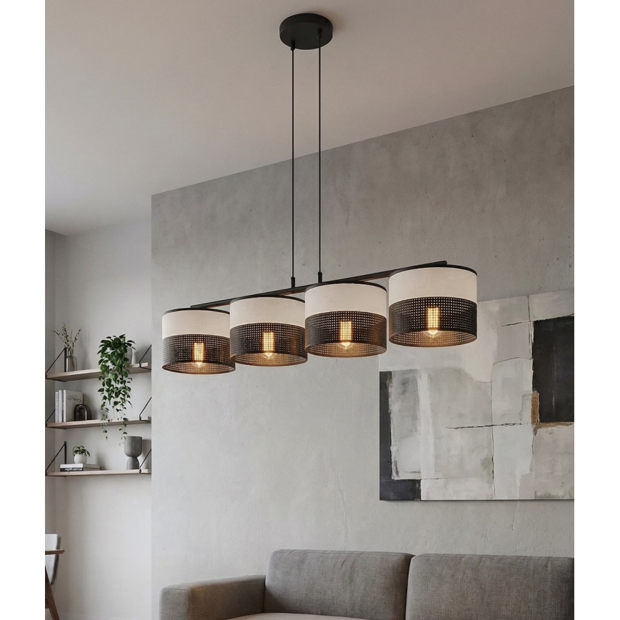 Lámpara colgante con cable KARBON 4xE27/15W/230V negro/gris