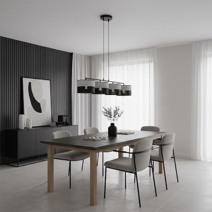 Lámpara colgante con cable KARBON 4xE27/15W/230V negro/gris