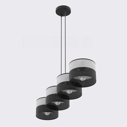 Lámpara colgante con cable KARBON 4xE27/15W/230V negro/gris