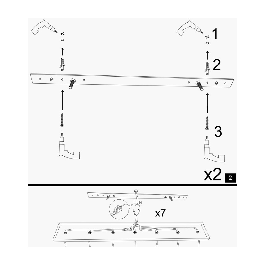 Lámpara colgante con cable KEM 5xE27/40W/230V negra