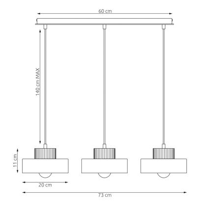 Lámpara colgante con cable KIVI 3xE27/15W/230V blanca