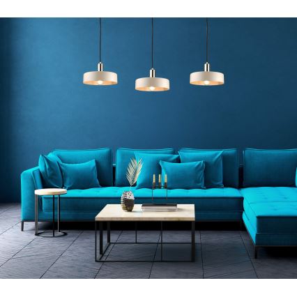 Lámpara colgante con cable LATTE 3xE27/60W/230V beige/negro/dorado