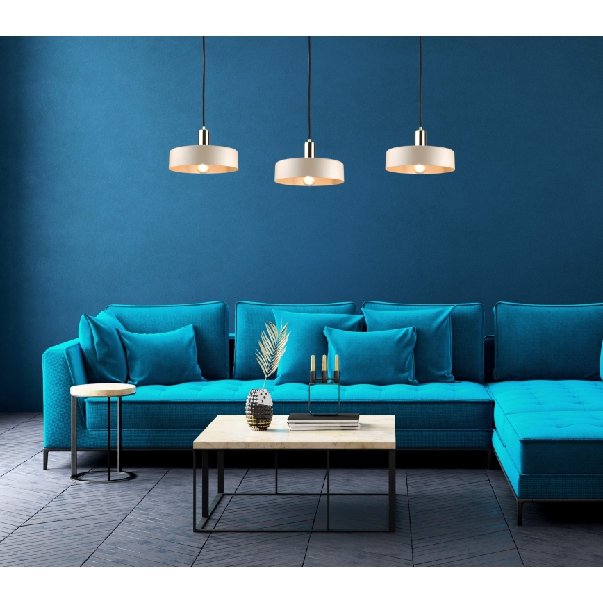 Lámpara colgante con cable LATTE 3xE27/60W/230V beige/negro/dorado