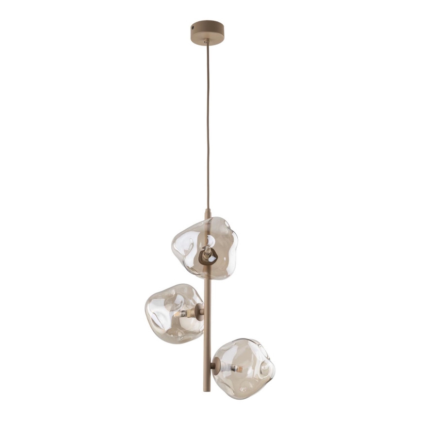 Lámpara colgante con cable LAVA 3xG9/8W/230V beige/ahumado