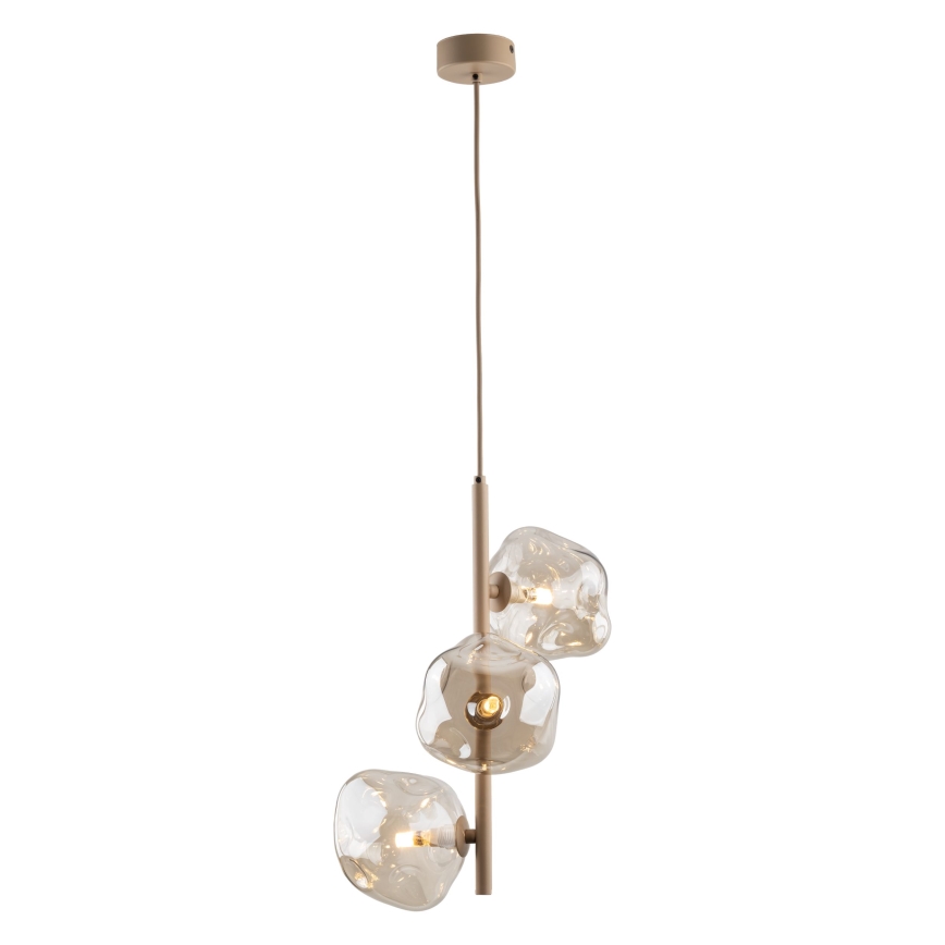 Lámpara colgante con cable LAVA 3xG9/8W/230V beige/ahumado