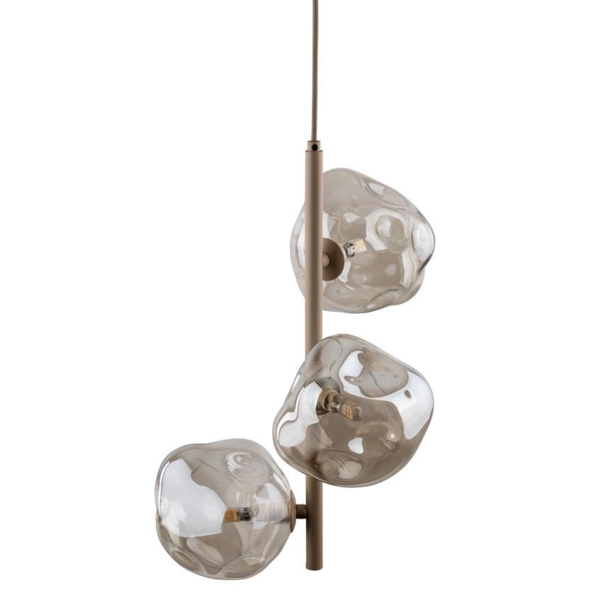 Lámpara colgante con cable LAVA 3xG9/8W/230V beige/ahumado