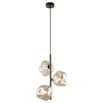 Lámpara colgante con cable LAVA 3xG9/8W/230V bronce/beige ahumado