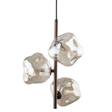 Lámpara colgante con cable LAVA 3xG9/8W/230V bronce/beige ahumado