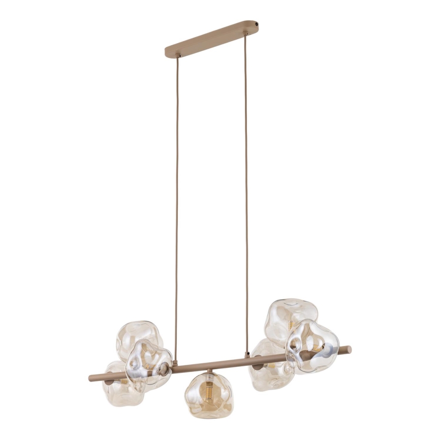 Lámpara colgante con cable LAVA 7xG9/8W/230V beige/ahumado