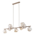 Lámpara colgante con cable LAVA 9xG9/8W/230V beige/cristal ahumado