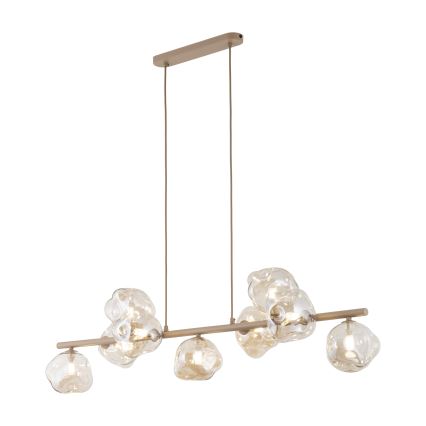Lámpara colgante con cable LAVA 9xG9/8W/230V beige/cristal ahumado