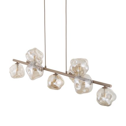 Lámpara colgante con cable LAVA 9xG9/8W/230V beige/cristal ahumado