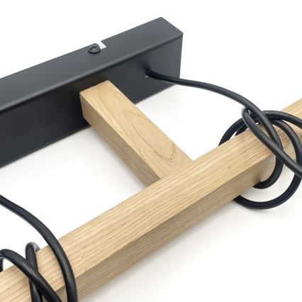 Lámpara colgante con cable LEANDRA 3xE27/15W/230V roble/negro