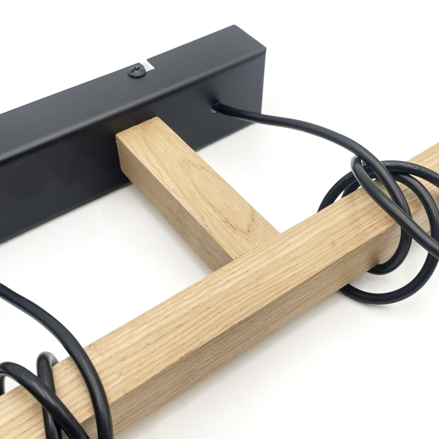 Lámpara colgante con cable LEANDRA 3xE27/15W/230V roble/negro