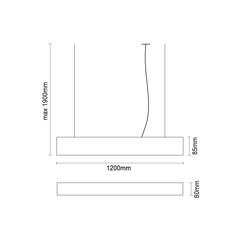 Lámpara colgante con cable LED/55W/230V 3000/4000/6500K 120 cm blanca