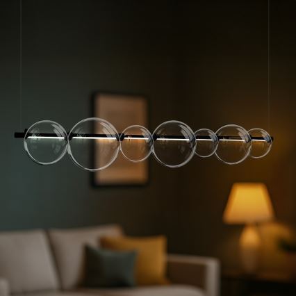 Lámpara colgante con cable LED ATOLA LED/19W/230V negra/transparente