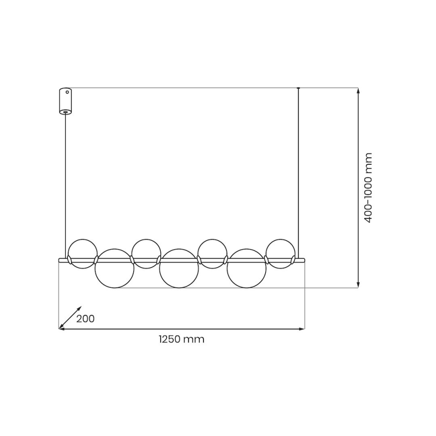 Lámpara colgante con cable LED ATOLA LED/19W/230V negra/transparente