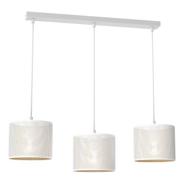 Lámpara colgante con cable LOFT SHADE 3xE27/60W/230V blanco/dorado