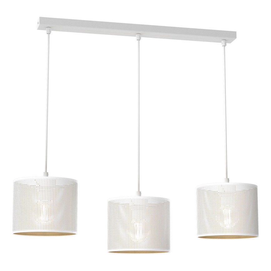 Lámpara colgante con cable LOFT SHADE 3xE27/60W/230V blanco/dorado
