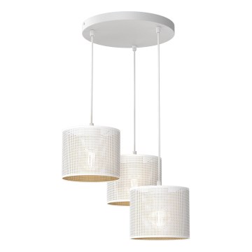 Lámpara colgante con cable LOFT SHADE 3xE27/60W/230V blanco/dorado