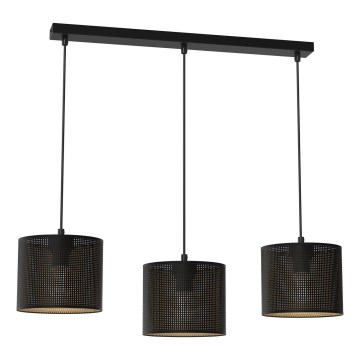 Lámpara colgante con cable LOFT SHADE 3xE27/60W/230V negro/dorado