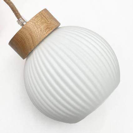 Lámpara colgante con cable LOOMIS 3xE27/15W/230V 130 cm beige/roble