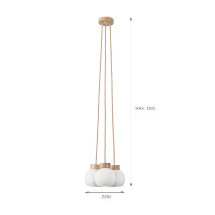 Lámpara colgante con cable LOOMIS 3xE27/15W/230V 130 cm beige/roble