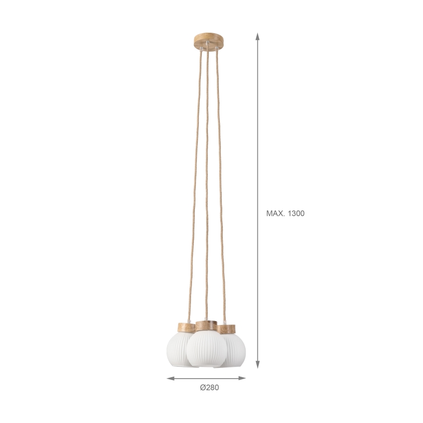 Lámpara colgante con cable LOOMIS 3xE27/15W/230V 130 cm beige/roble