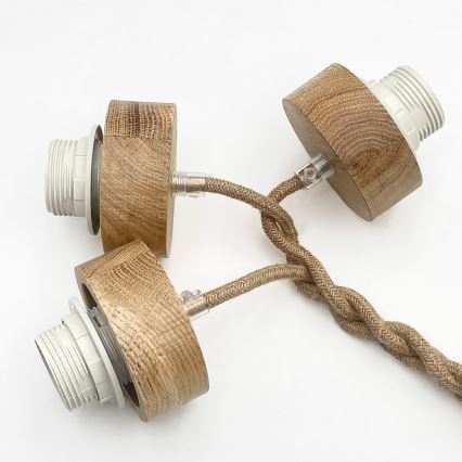 Lámpara colgante con cable LOOMIS 3xE27/15W/230V 83 cm beige/roble