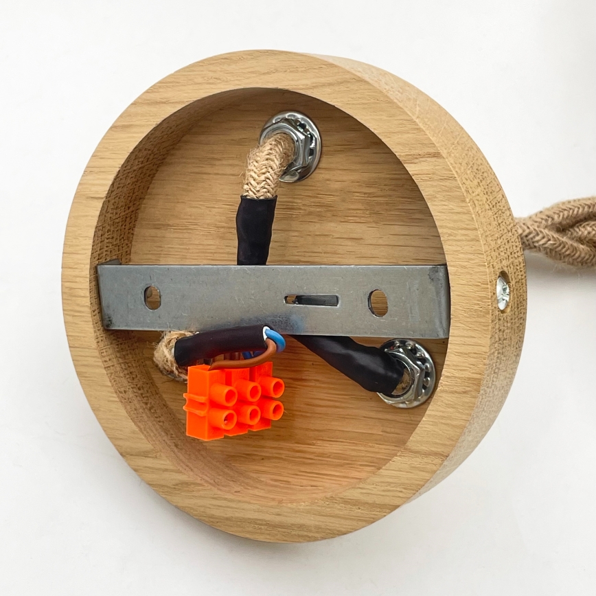 Lámpara colgante con cable LOOMIS 3xE27/15W/230V 83 cm beige/roble