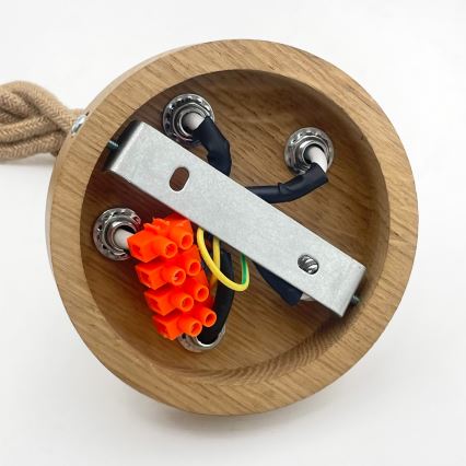 Lámpara colgante con cable LOOMIS 5xE27/15W/230V 130 cm beige/roble