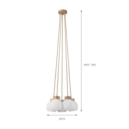 Lámpara colgante con cable LOOMIS 5xE27/15W/230V 130 cm beige/roble