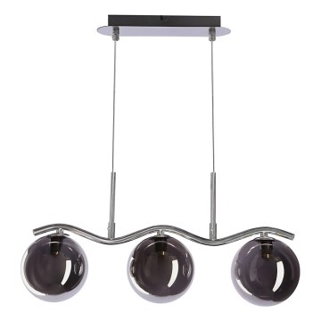 Lámpara colgante con cable LUMOS 3xG9/20W/230V negro ahumado