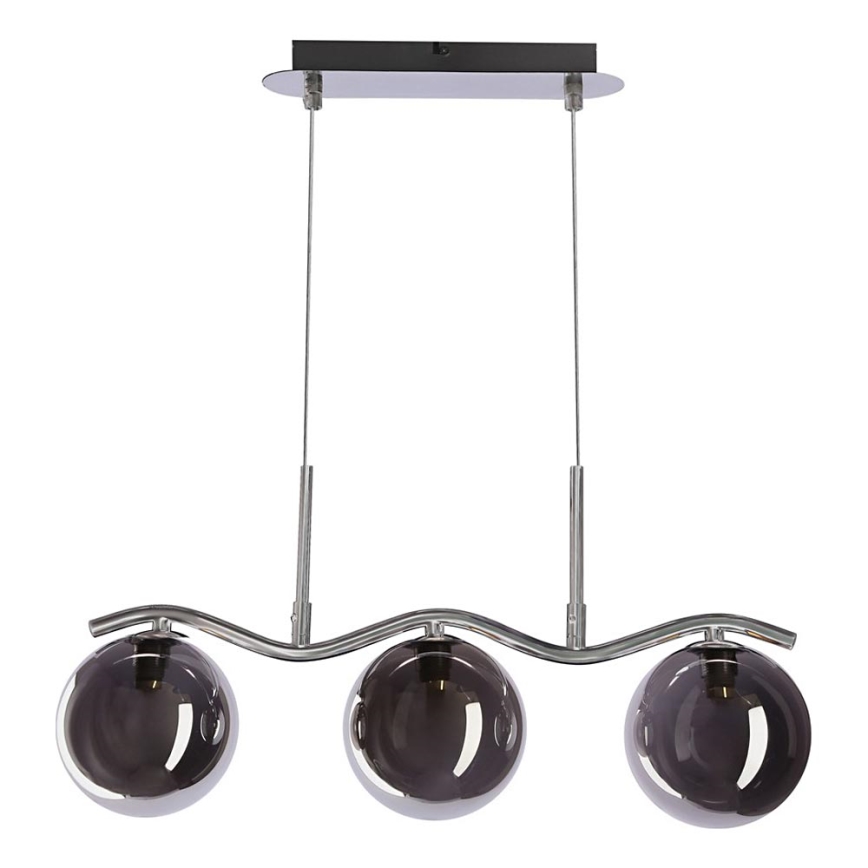 Lámpara colgante con cable LUMOS 3xG9/20W/230V negro ahumado