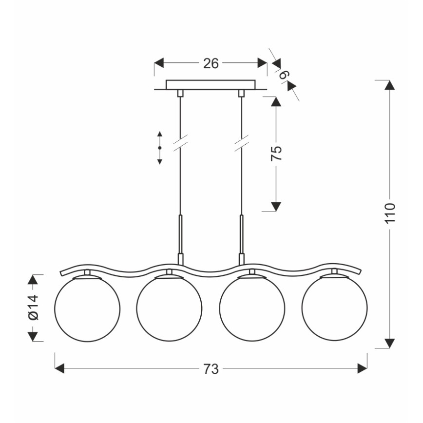 Lámpara colgante con cable LUMOS 4xG9/20W/230V negro ahumado