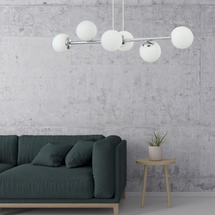 Lámpara colgante con cable MADDIE 6xE14/5W/230V cromo brillante