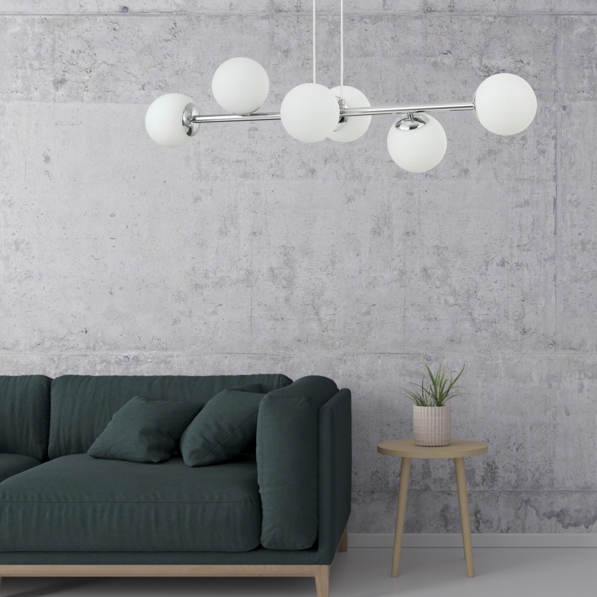 Lámpara colgante con cable MADDIE 6xE14/5W/230V cromo brillante