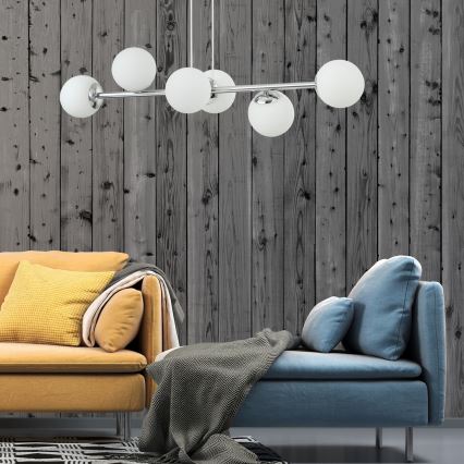 Lámpara colgante con cable MADDIE 6xE14/5W/230V cromo brillante