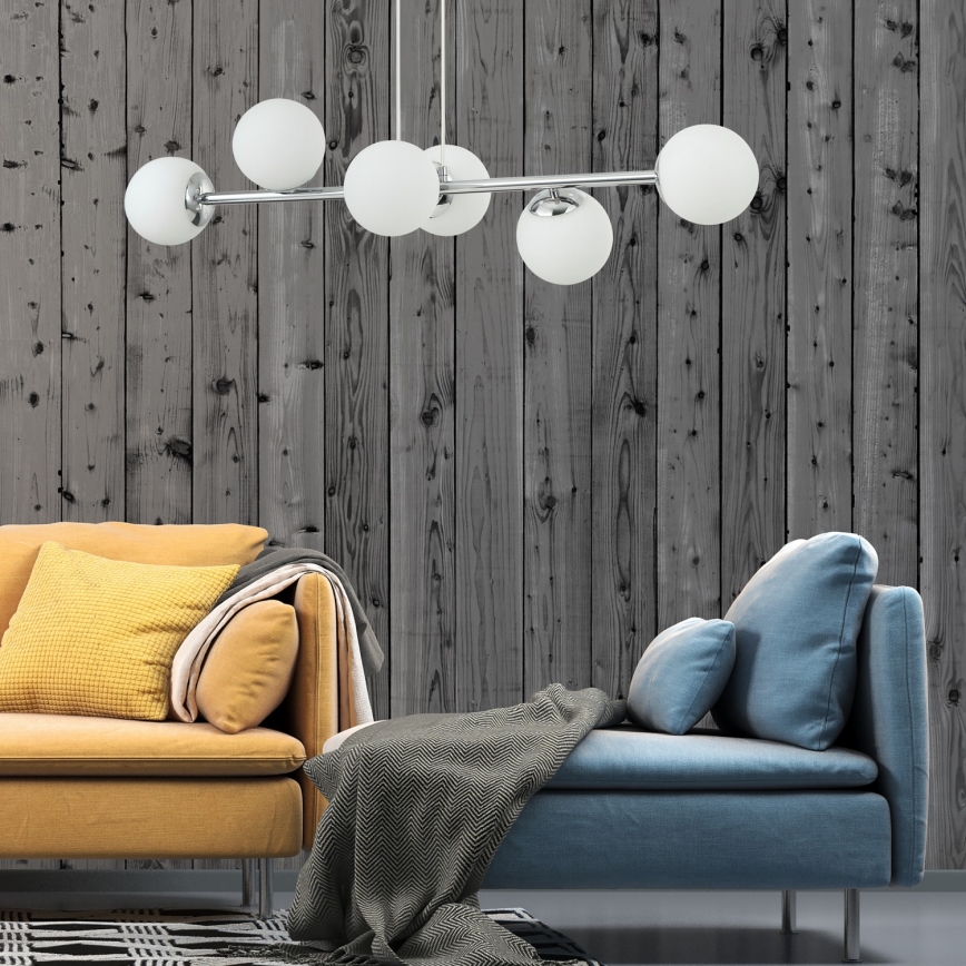 Lámpara colgante con cable MADDIE 6xE14/5W/230V cromo brillante